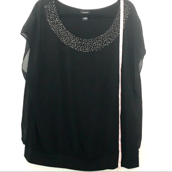 GORGEOUS BLACK CHIFFON EMBELLISHED TOP - Picture 14 of 16